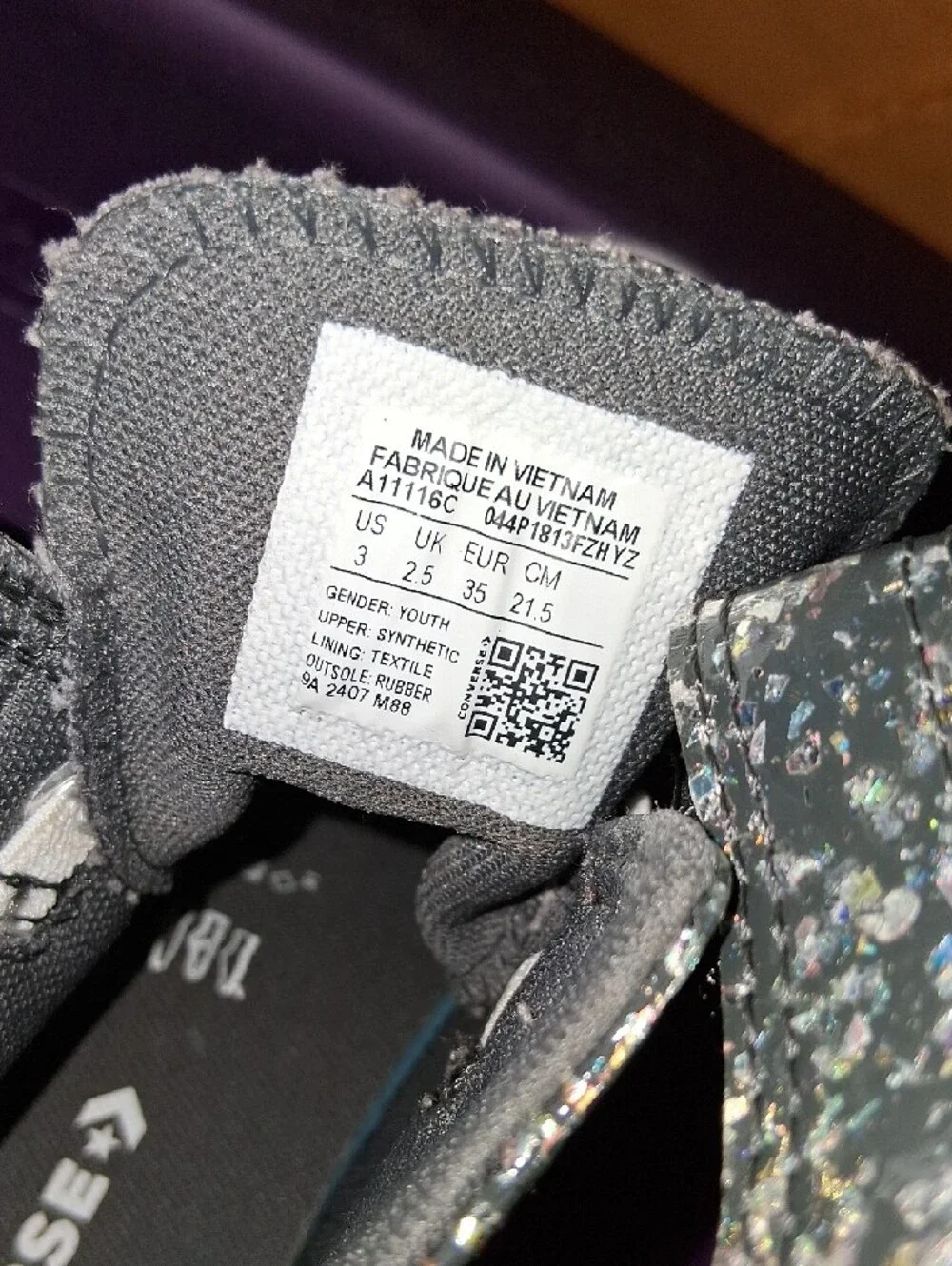 Converse Chuck Taylor Kids High-Top Glitter Sneaker Size 3